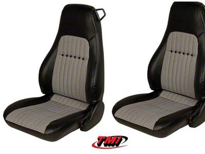 Deluxe Front Seat Upholstery Kit; Black with Black/White Houndstooth Insert (93-02 Camaro)
