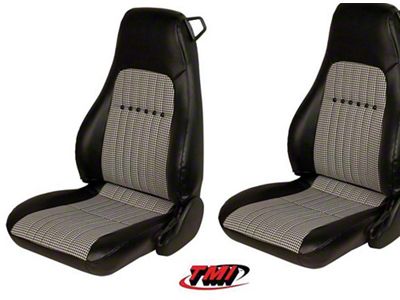 TMI Deluxe Front Seat Upholstery Kit; Black with Black/White Houndstooth Insert (93-02 Camaro)