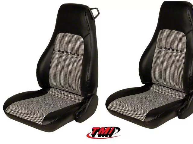 TMI Deluxe Front Seat Upholstery Kit; Black with Black/White Houndstooth Insert (93-02 Camaro)