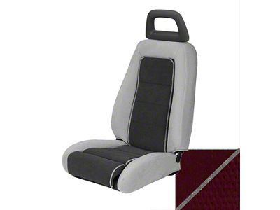 TMI Articulated Sport Performance Front and Rear Seat Upholstery Kit; Canyon Red Cloth with Grey Piping (85-86 Mustang Hatchback)