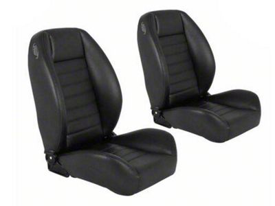 TMI Cruiser Collection Low Back Bucket Seats; Black Madrid Vinyl with Black Stitching (Universal; Some Adaptation May Be Required)