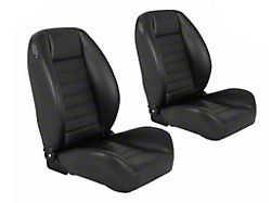 TMI Cruiser Collection Low Back Bucket Seats; Black Madrid Vinyl with Black Stitching (Universal; Some Adaptation May Be Required)