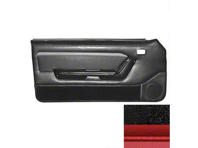 TMI Mach 1 Door Panels; Black with Red Stripe (87-89 Mustang Convertible w/ Power Windows)