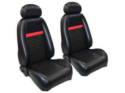 TMI Mach 1 Sport Front and Rear Seat Upholstery Kit; Dark Charcoal Vinyl with Silver Stripes (03-04 Mustang Mach 1)