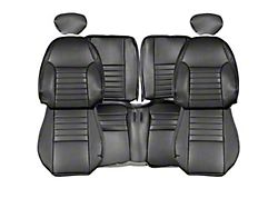OEM Style Front and Rear Seat Upholstery Kit with Pony Logo; Dark Charcoal Perforated Vinyl (01-04 Mustang GT Coupe)