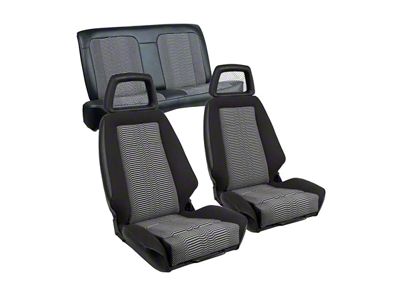 TMI Recaro Sport Front and Rear Seat Upholstery Kit; Black Vinyl and Black Cloth (79-82 Mustang Hatchback)