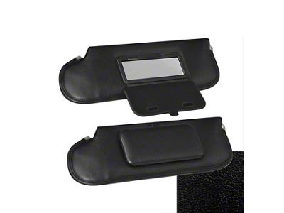 TMI Sun Visors with Mirrors; Black Vinyl (83-86 Mustang Convertible)