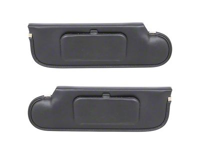 TMI Sun Visors with Mirrors; Black Vinyl (87-93 Mustang Convertible)