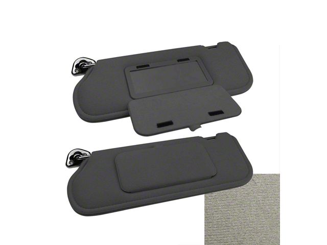TMI Sun Visors with Mirrors; Charcoal Gray Cloth (85-93 Mustang Coupe & Hatchback w/o Sunroof or T-Top)
