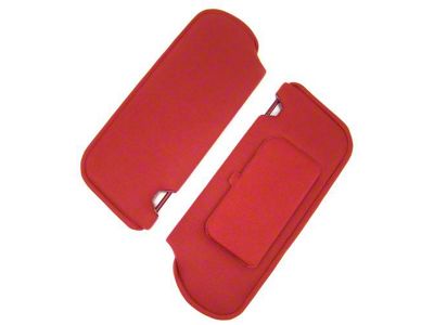 TMI Sun Visors with Mirrors; Medium Red Cloth (85-93 Mustang Coupe & Hatchback w/o Sunroof or T-Top)