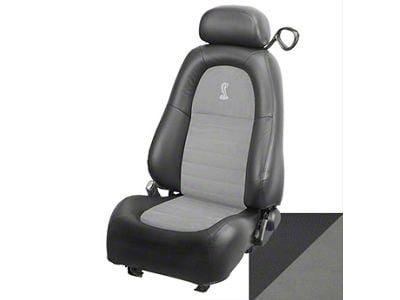 TMI SVT Cobra Sport Front Seat Upholstery Kit with Cobra Logo; Dark Charcoal Leather and Medium Graphite UniSuede (2001 Mustang Cobra)