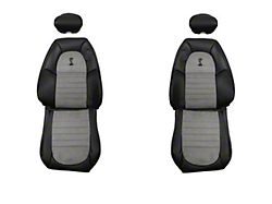TMI SVT Cobra Sport Front Seat Upholstery Kit with Cobra Logo; Dark Charcoal Vinyl and Medium Graphite UniSuede (2001 Mustang Cobra)