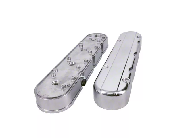 Top Street Performance Smooth Cast Aluminum Valve Covers; Polished (97-13 Corvette C5 & C6)