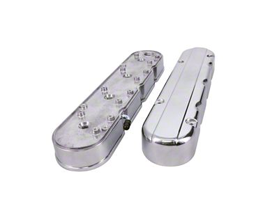 Top Street Performance Smooth Cast Aluminum Valve Covers; Satin (97-13 Corvette C5 & C6)