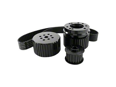 Top Street Performance Small Block Ford Gilmer Style Pulley Kit; Black (79-95 V8 Mustang w/o A/C)