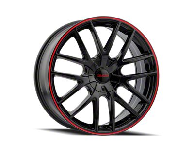 Touren TR60 Gloss Black with Red Ring Wheel; 18x8; 20mm Offset (06-10 Charger, Excluding SRT8)