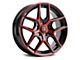 Touren TR79 Gloss Black with Red Tinted Face Wheel; 17x8 (10-14 Mustang GT w/o Performance Pack, V6)