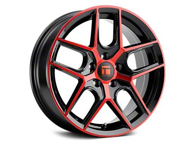 Touren TR79 Gloss Black with Red Tinted Face Wheel; 17x8; 35mm Offset (94-98 Mustang)