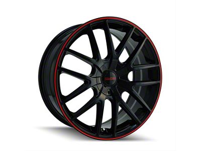 Touren TR60 Gloss Black with Red Ring Wheel; 20x8.5 (08-23 RWD Challenger, Excluding Widebody)
