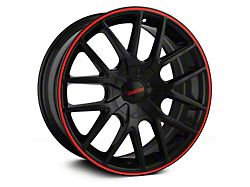 Touren TR60 Gloss Black with Red Ring Wheel; 17x7.5; 42mm Offset (21-26 Mustang Mach-E, Excluding GT)