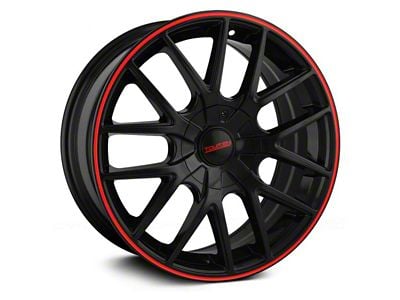 Touren TR60 Gloss Black with Red Ring Wheel; 20x8.5; 20mm Offset (15-23 Mustang GT, EcoBoost, V6)
