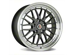 TRAKlite Wheels Turbulance Hyperblack with Machined Lip with Chrome Rivet Wheel; 17x8; 35mm Offset (05-09 Mustang GT, V6)
