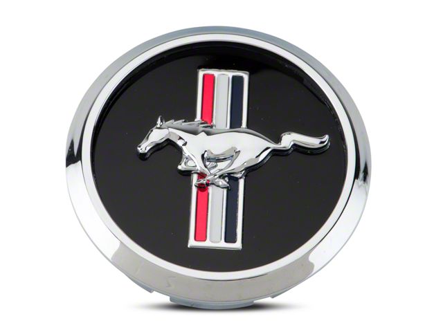 Ford Performance Running Pony Tri-Bar Center Cap; Chrome and Black (05-14 Mustang)