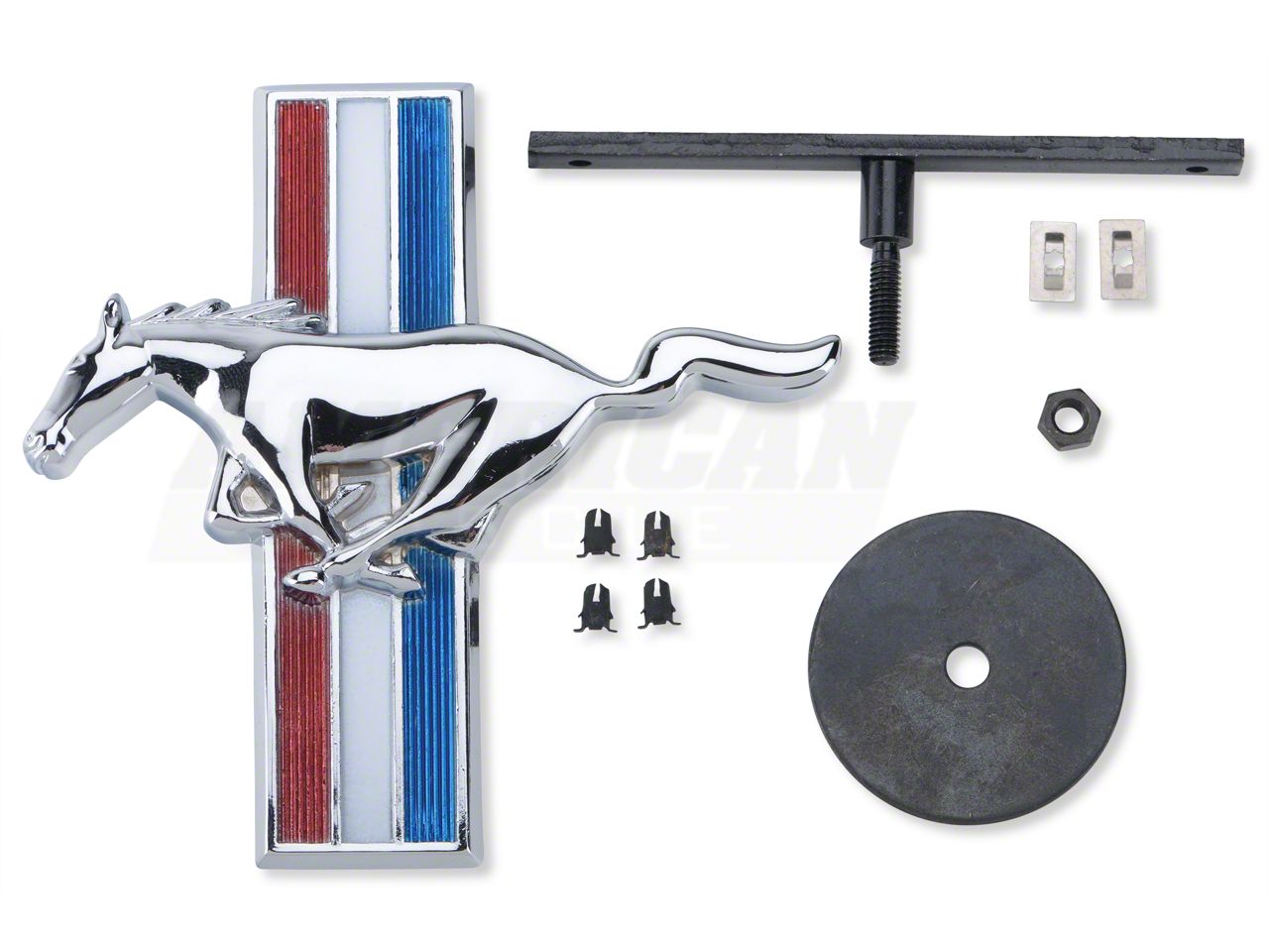Modern Billet Mustang Running Pony Tri-Bar Grille Emblem 17106