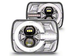 True Mods 5x7-Inch LED Headlights with DRL and Turn Signals; Chrome Housing; Clear Lens (79-86 Mustang)