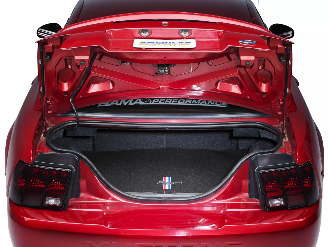 Lloyd Mustang Trunk Mat with TriBar Pony Logo; Black 93148 (9904