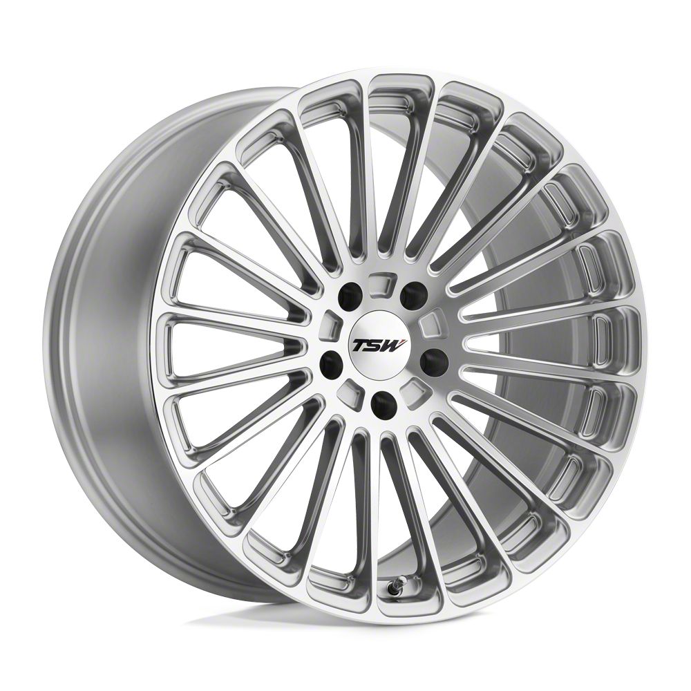 TSW Camaro Turbina Titanium Silver with Mirror Cut Face Wheel; Rear ...