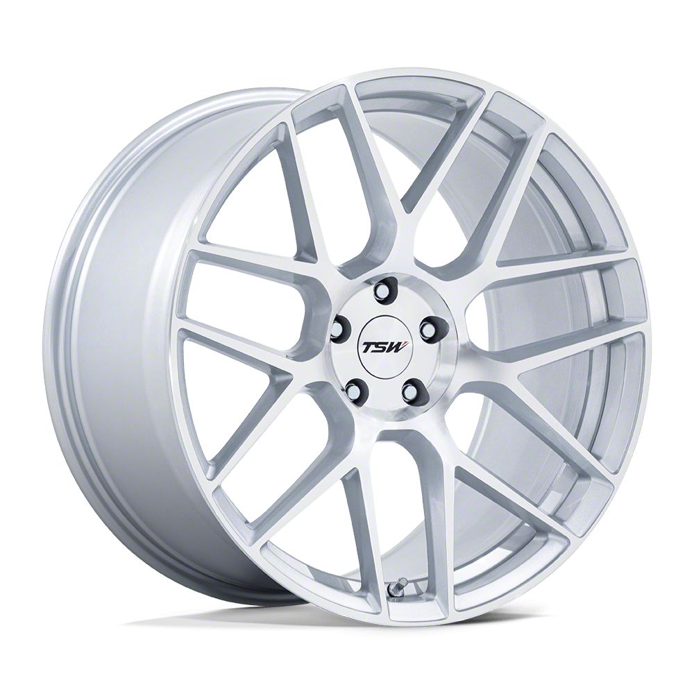 TSW Mustang Lasarthe Gloss Silver Machined Wheel; Rear Only