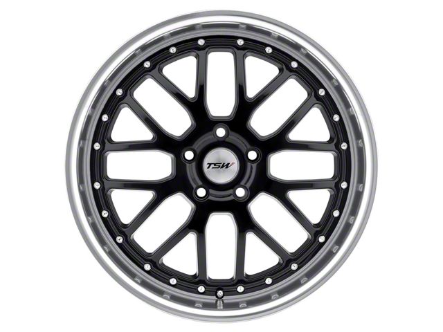 TSW Valencia Gloss Black with Mirror Cut Lip Wheel; Rear Only; 20x10 (10-14 Mustang)