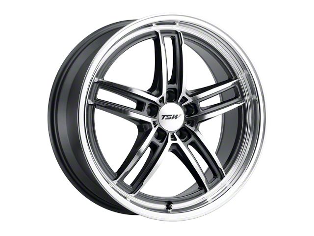 TSW Suzuka Gloss Gunmetal with Mirror Cut Face Wheel; Rear Only; 20x10 (15-23 Mustang GT, EcoBoost, V6)