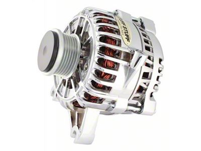 Tuff Stuff Performance Alternator with 6-Groove Clutch Pulley; 225 AMP; Polished (05-08 Early Mustang GT)