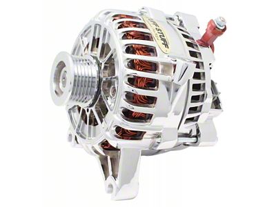 Tuff Stuff Performance Alternator with 6-Groove Pulley; 225 AMP; Chrome (99-04 Mustang GT)