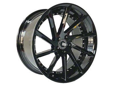 TW Racing E1 Forged Gloss Black with Silver Rivets Wheel; Rear Only; 20x10; 40mm Offset (24-25 Mustang)
