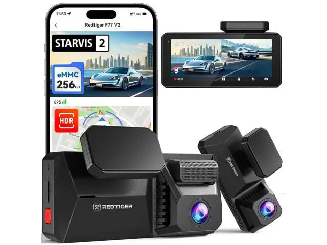 Windshield Camera Universal AM 4K+4K Windshield Dash Cam with Sticky Mount; 128GB ...