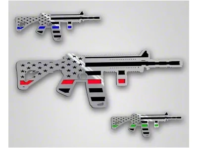 AR15 Gun with Laser Cut Flag Motif Gun Safe Emblem; Thin Red Line; Polished; 7-Inch (Universal; Some Adaptation May Be Required)