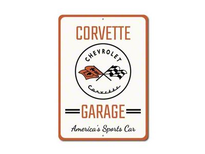 Corvette Garage Americas Sports Car Sign; 36x54-Inch