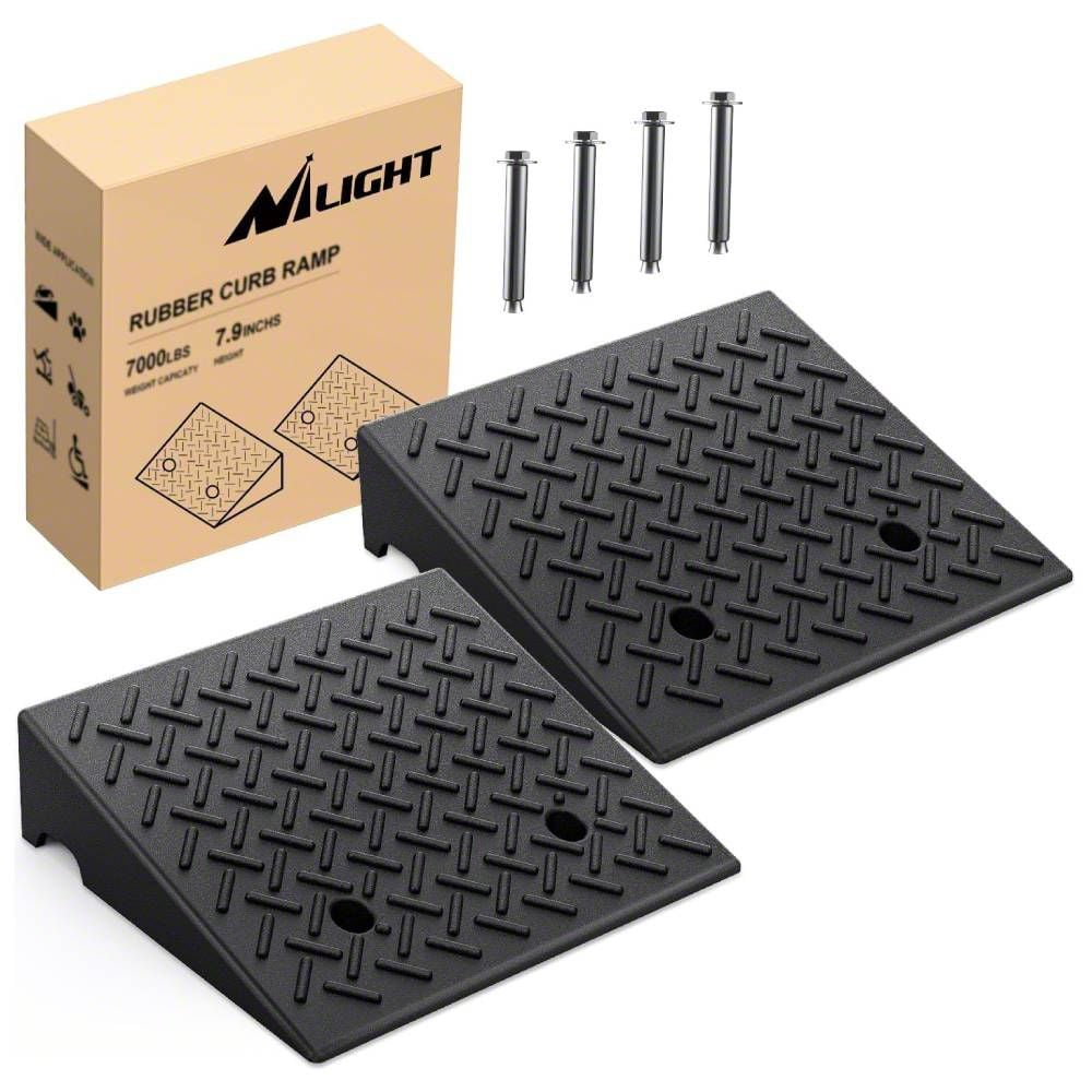 Universal AM Heavy Duty Rubber Curb Ramps; 7.90-Inch Rise - Free Shipping