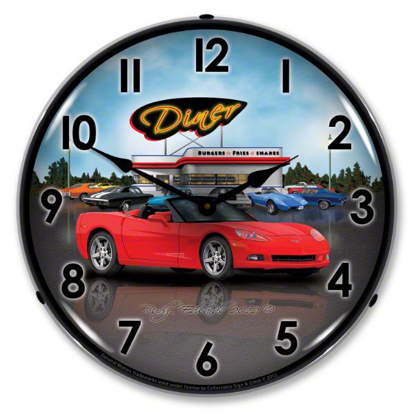 Universal AM LED Clock; C6 Convertible Diner - Free Shipping