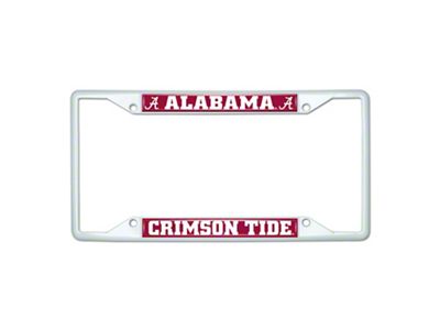 License Plate Frame with Alabama; White (Universal; Some Adaptation May Be Required)