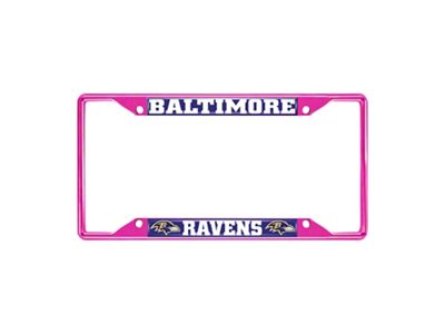 License Plate Frame with Baltimore Ravens; Pink (Universal; Some Adaptation May Be Required)