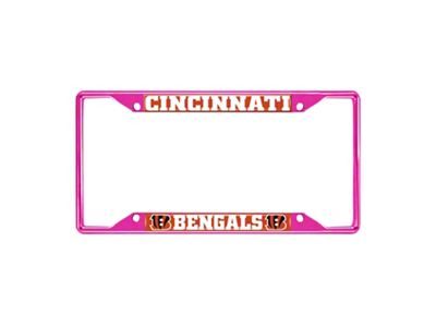 License Plate Frame with Cincinnati Bengals; Pink (Universal; Some Adaptation May Be Required)