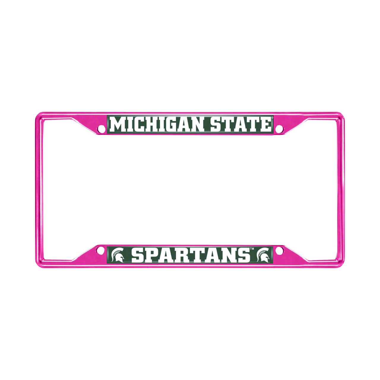 Universal AM License Plate Frame with Michigan State; Pink (Universal ...