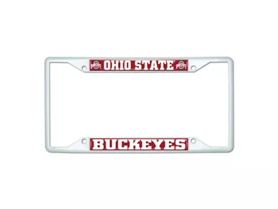 License Plate Frame with Ohio State; White (Universal; Some Adaptation May Be Required)
