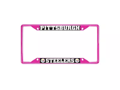 License Plate Frame with Pittsburgh Steelers; Pink (Universal; Some Adaptation May Be Required)