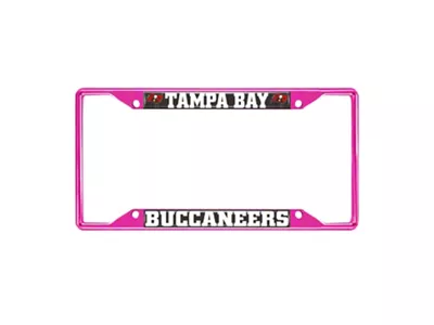 License Plate Frame with Tampa Bay Buccaneers; Pink (Universal; Some Adaptation May Be Required)
