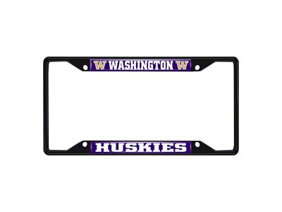 License Plate Frame with University of Washington Logo; Black and Purple (Universal; Some Adaptation May Be Required)